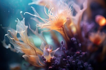 Background of sea plants, bright and rich color. - obrazy, fototapety, plakaty