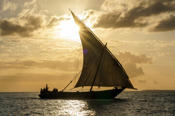 dhow traditional sailing vesssels of zanzibar tanzania - obrazy, fototapety, plakaty