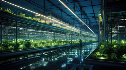 Large modern industrial greenhouse