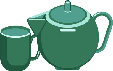 green tea kettle and cup