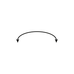 Dual double ended semi circle arrow. Semicircular round long two sided arrow. 