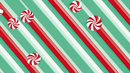  a green and red striped pattern with candy canes on it.  generative ai