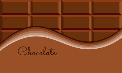 Chocolate bar with banner packaging and inscription.