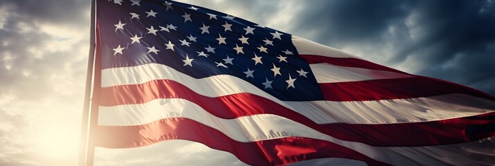 Fototapeta premium American flag waving in the wind.