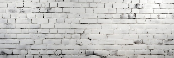 Abstract white brick wall texture for pattern background. wide panorama picture.