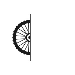 Bike wheel with spokes. Half part bicycle wheel. Vector element.
