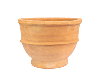 Closeup view of a large clay pot for plants