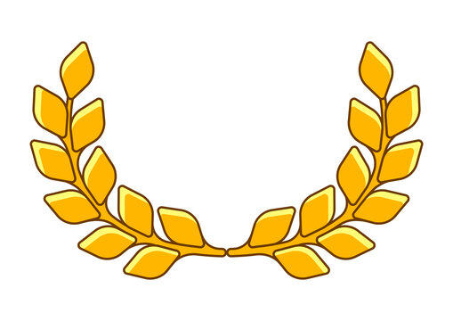 Gold laurel wreath. Illustration of award for sports or corporate competitions.
