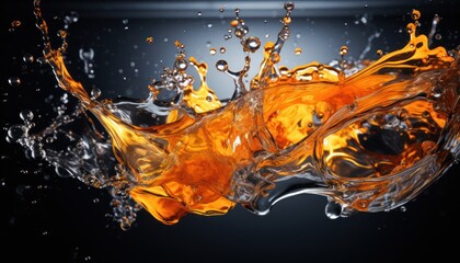 Photo of an orange liquid splashing into water