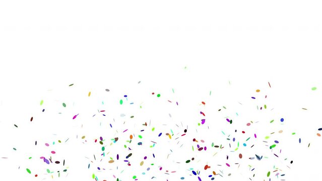 Confetti Multicolor Party Popper Explosions on a White and Green Background, Two options 3d animation, 4K.