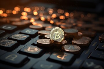  Bitcoin сlose-up of keyboard keys