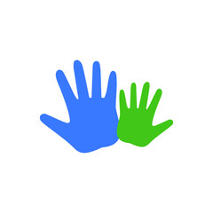 A big adult palm and a small child palm together.