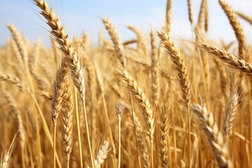 Fototapeta premium close-up of textured wheat stalks in a field