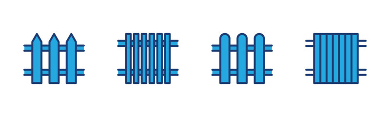 Fence icon set. Home or house wood fence icon symbol on white background. Vector illustration