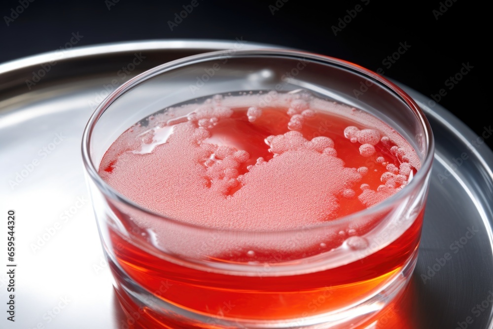 Wall mural close-up of a petri dish containing a blood sample