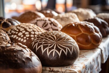 artisan bread with handmade patterns