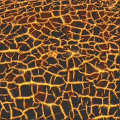 Red orange cracked earth with liquid molten burning lava. Grunge magma cracks texture. Vector background