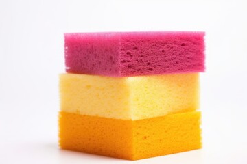 colorful sponges stacked on a white background - Powered by Adobe