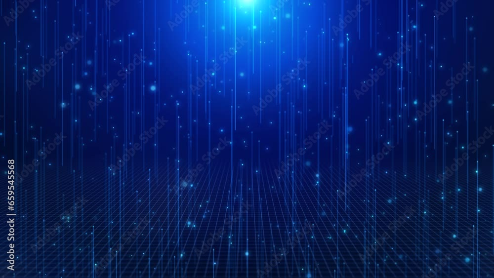 Wall mural blue hi-tech stream: abstract background with glowing lines and speed motion