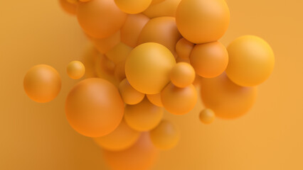 Abstract 3d background design with yellow spheres