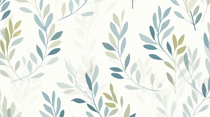  a wallpaper with a pattern of green and blue leaves.  generative ai
