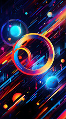 Abstract background with neon lights and circles. 3d rendering toned image