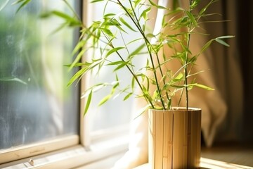 bamboo plant placed near a window with sunlight
