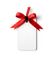 Cinta roja en etiqueta de precio con etiqueta en blanco .