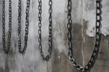 starks chains against rough concrete wall