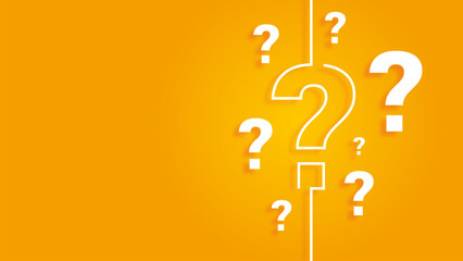 Question marks on a yellow background. Question and answer symbols. Vector EPS 10
