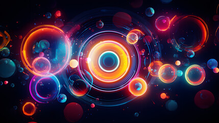 Abstract colorful background with circles and lines. Vector illustration for your design