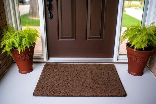 new home welcome mat with blank address plaque