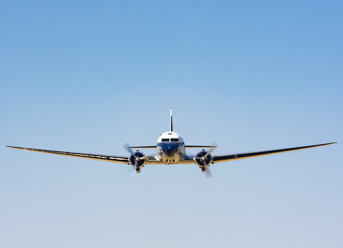 Twin engine airplane, retro, vintage old airplane