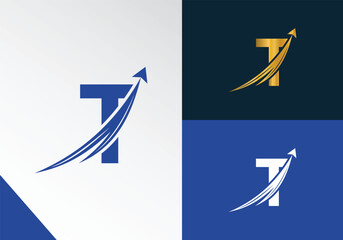 Letter T with Finance logo concept. marketing and growth arrow financial business logo design