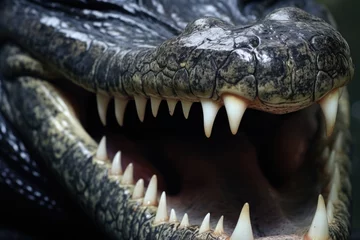 Fotobehang close-up of fierce-looking crocodiles mouth © Alfazet Chronicles