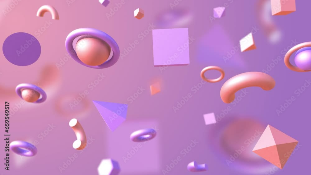 Wall mural modern 3d geometric shapes in colorful 4k abstract animation