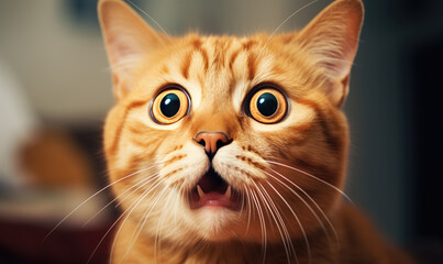 Shocked cat with wide-open mouth.