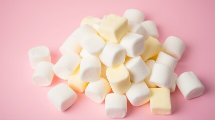 Fototapeta na wymiar a pile of marshmallows on a pink background. generative ai