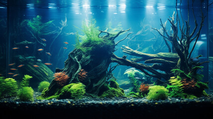 natural aquarium glass view, 3d generative ai