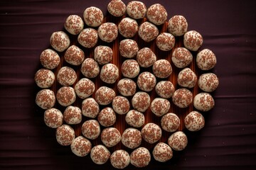 birds eye shot of date balls arranged in a circular pattern