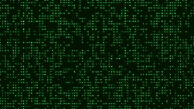 Futuristic Green Matrix Glitch: Digital Patterns with Hi-Tech Binary Code