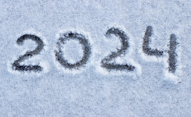 Inscription on the snow number 2024