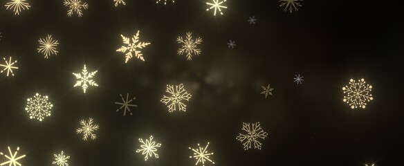 Fototapeta na wymiar Falling snow at night. Bokeh lights