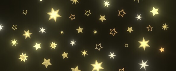 Festive Celestial Cascade: Mesmerizing 3D Illustration of Descending Christmas Stars