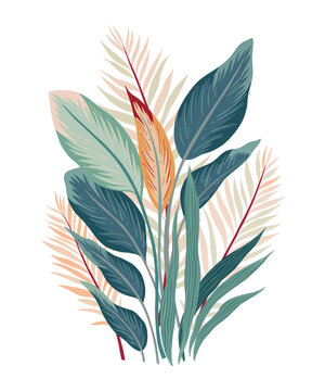 Vintage Tropical Bouquet. Vector illustration