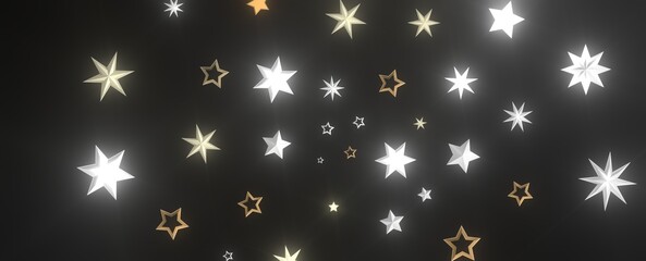 Descendant Christmas Constellations: Mind-Blowing 3D Illustration of Falling Festive Star Patterns