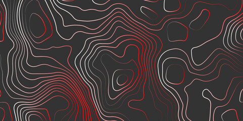 Fototapeta premium Abstract colorful wavy topographic map and curved lines background. Abstract geographic wave grid line map. Abstract topography relief. vector illustration.