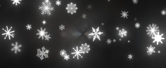 Snowflakes - Abstract Gold Star Falling Soft Focus Background, 3D rendering.