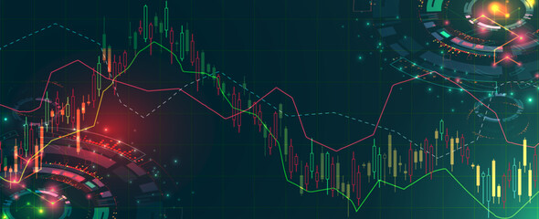 Financial trade concept. Stock market and exchange. Candle stick graph chart.