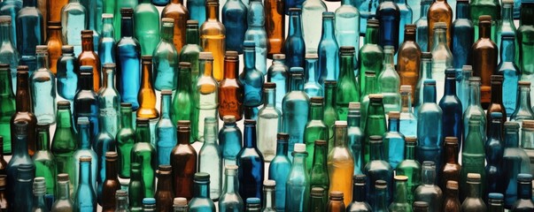Obraz premium many glass bottles background close up
